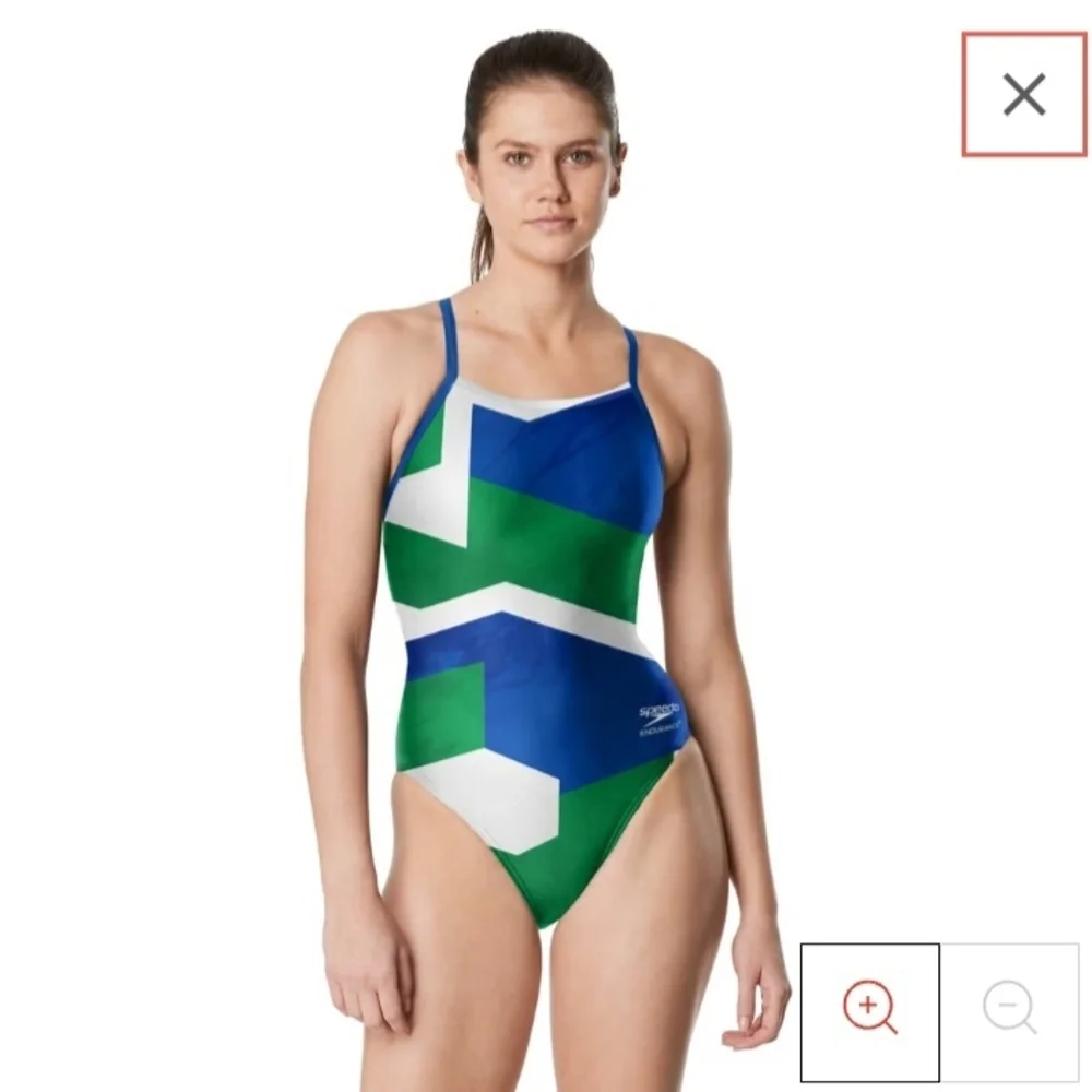 Speedo Women's One Piece Swimsuit - Blue and Green